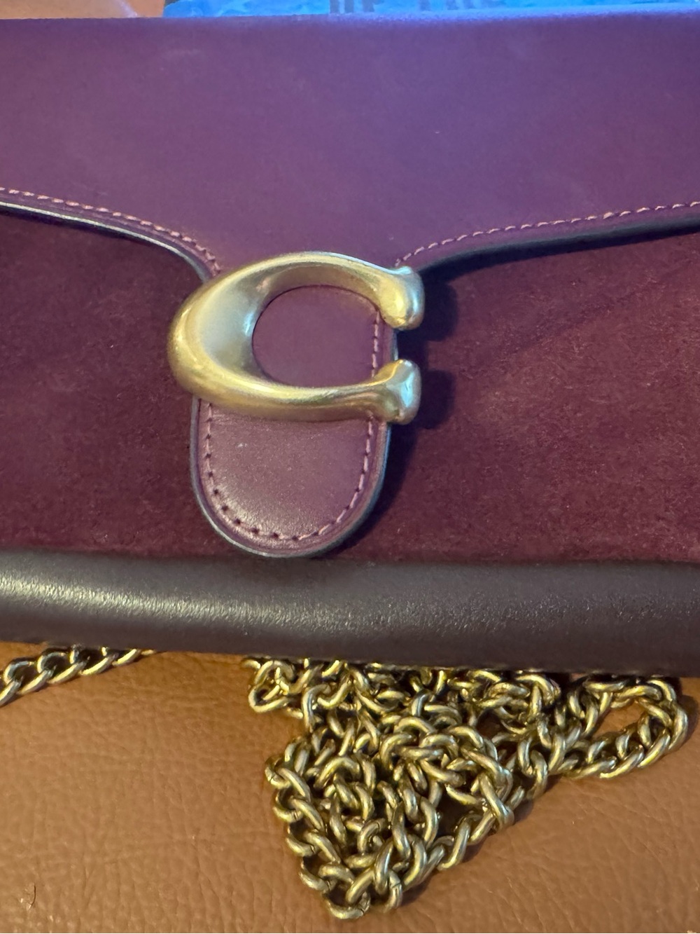 Coach Tabby Chain Clutch Deep Berry